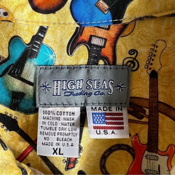 High Seas Trading Co Guitar Print Button Down Shirt - Picture 8 of 8